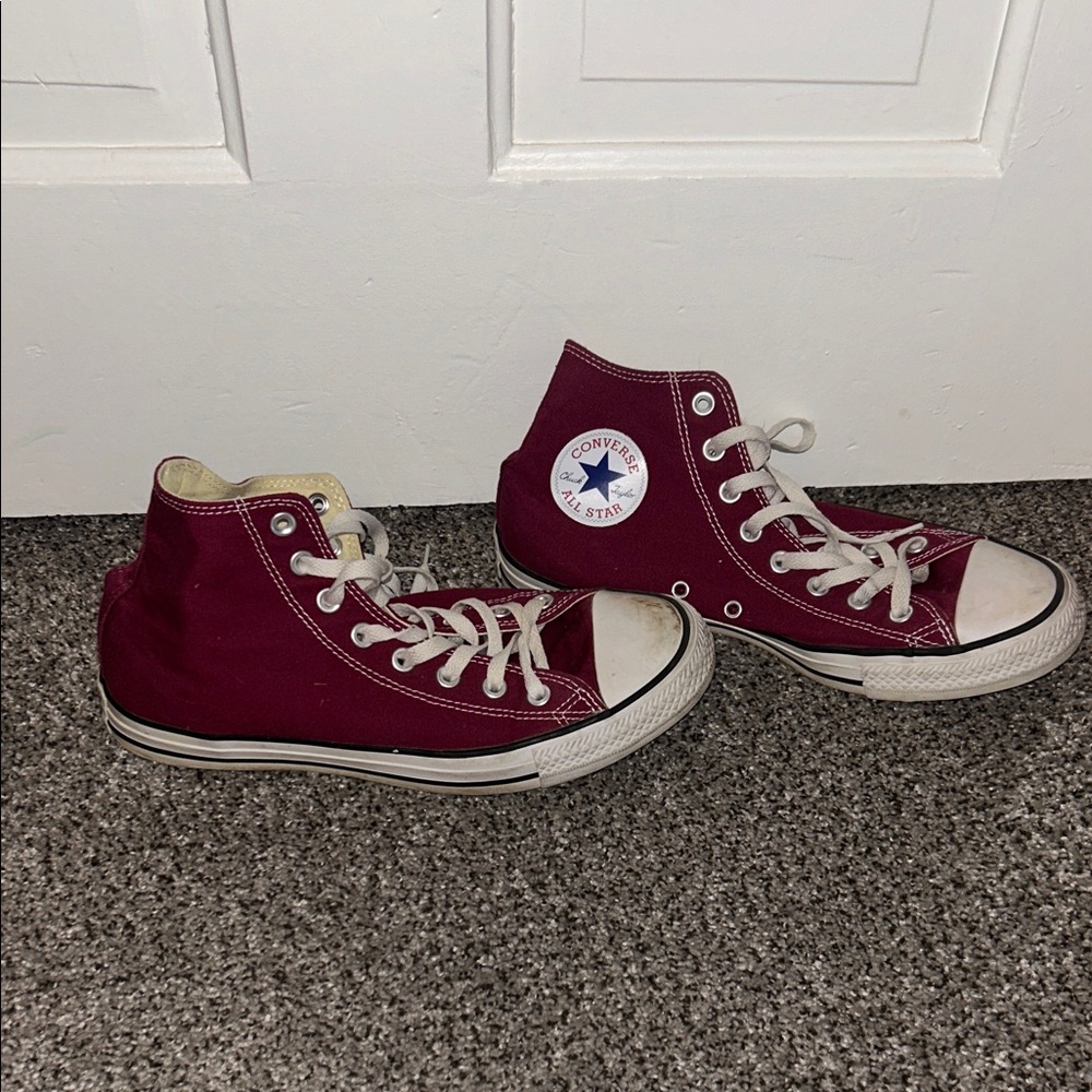 Converse High Top Sneakers - Burgundy and White